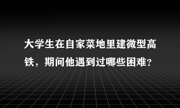 大学生在自家菜地里建微型高铁，期间他遇到过哪些困难？