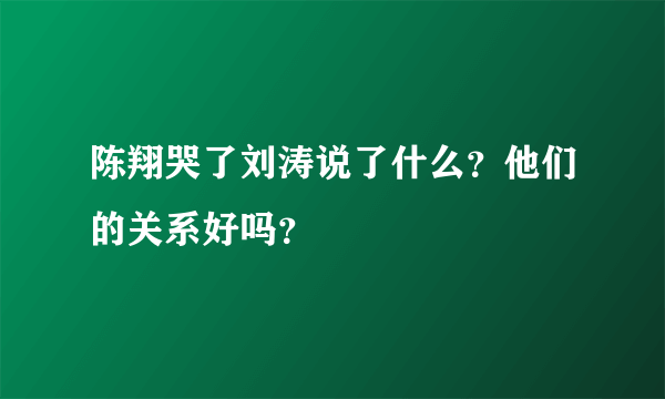 陈翔哭了刘涛说了什么？他们的关系好吗？