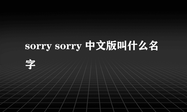 sorry sorry 中文版叫什么名字