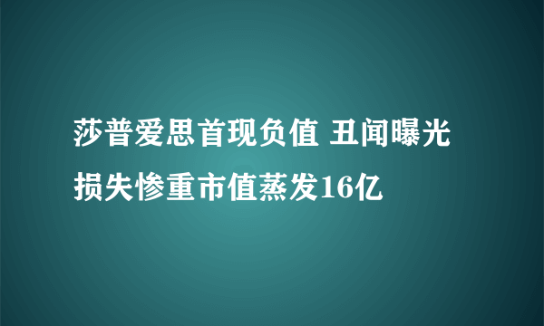 莎普爱思首现负值 丑闻曝光损失惨重市值蒸发16亿