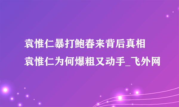 袁惟仁暴打鲍春来背后真相 袁惟仁为何爆粗又动手_飞外网