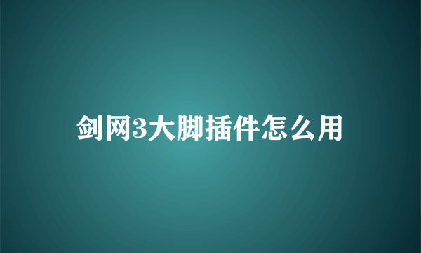 剑网3大脚插件怎么用