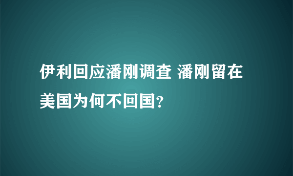 伊利回应潘刚调查 潘刚留在美国为何不回国？