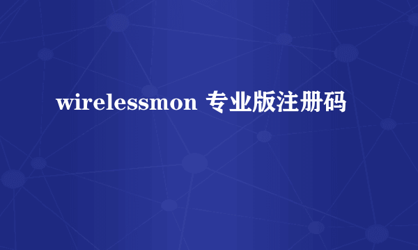 wirelessmon 专业版注册码