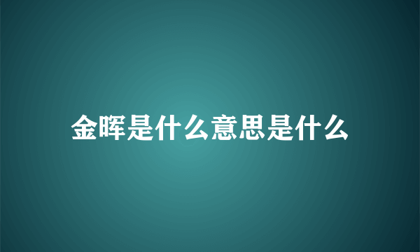 金晖是什么意思是什么