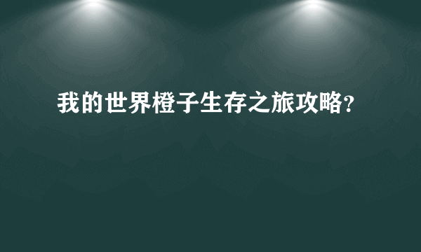 我的世界橙子生存之旅攻略？