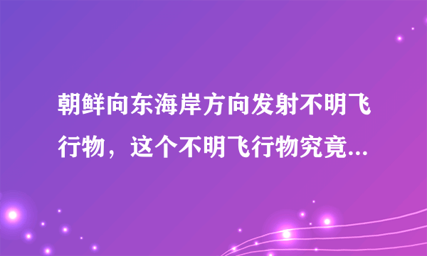 朝鲜向东海岸方向发射不明飞行物，这个不明飞行物究竟是什么？