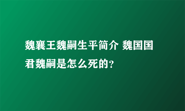 魏襄王魏嗣生平简介 魏国国君魏嗣是怎么死的？