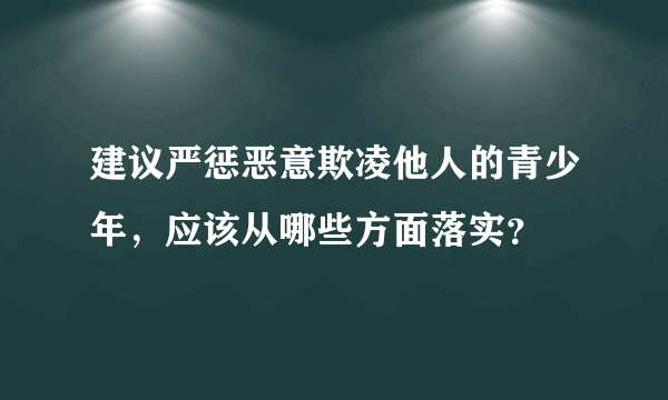 建议严惩恶意欺凌他人的青少年，应该从哪些方面落实？