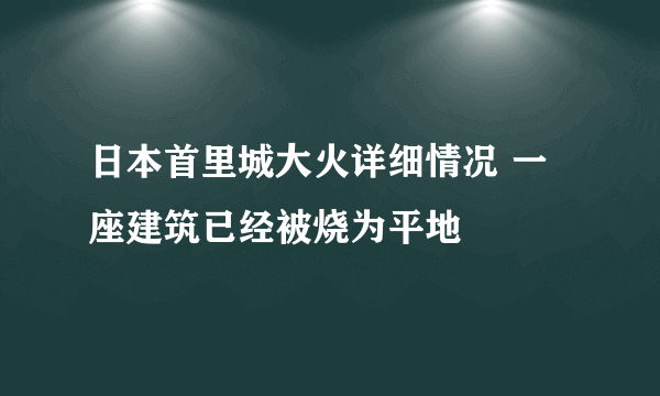 日本首里城大火详细情况 一座建筑已经被烧为平地