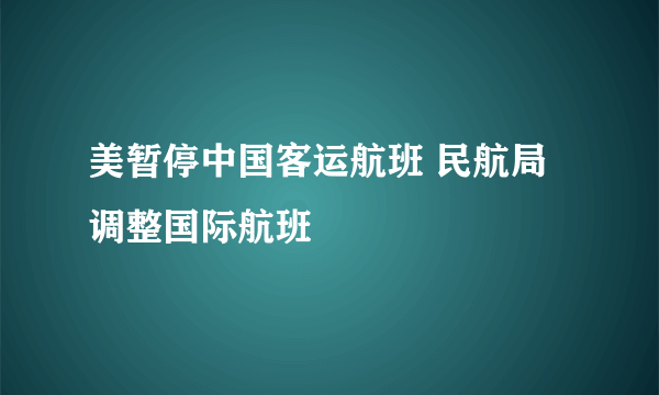 美暂停中国客运航班 民航局调整国际航班