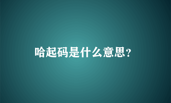 哈起码是什么意思？