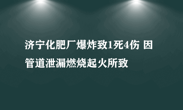 济宁化肥厂爆炸致1死4伤 因管道泄漏燃烧起火所致