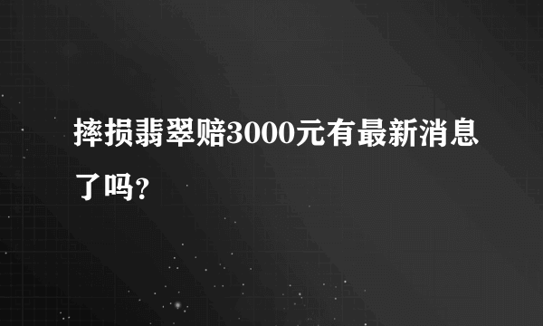 摔损翡翠赔3000元有最新消息了吗？