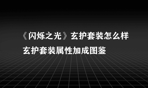 《闪烁之光》玄护套装怎么样 玄护套装属性加成图鉴