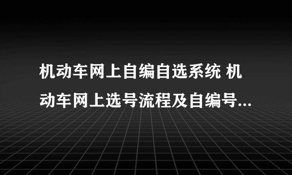 机动车网上自编自选系统 机动车网上选号流程及自编号码技巧）