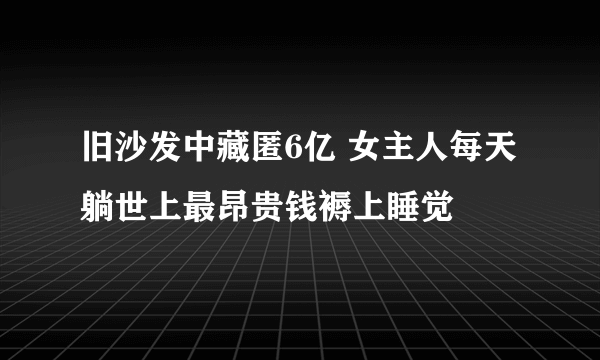 旧沙发中藏匿6亿 女主人每天躺世上最昂贵钱褥上睡觉