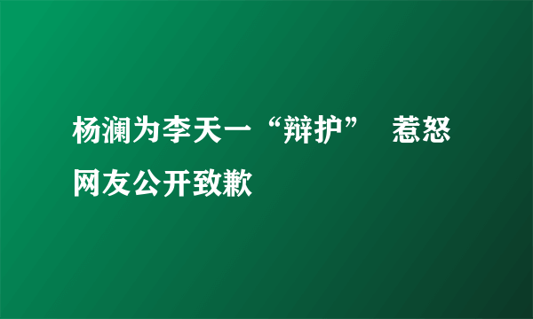 杨澜为李天一“辩护”  惹怒网友公开致歉