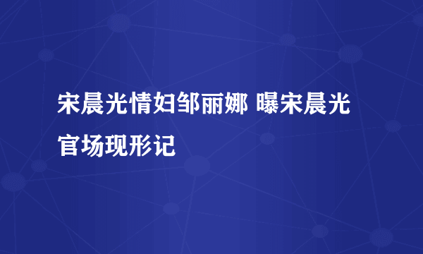 宋晨光情妇邹丽娜 曝宋晨光官场现形记