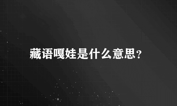 藏语嘎娃是什么意思？