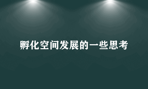 孵化空间发展的一些思考