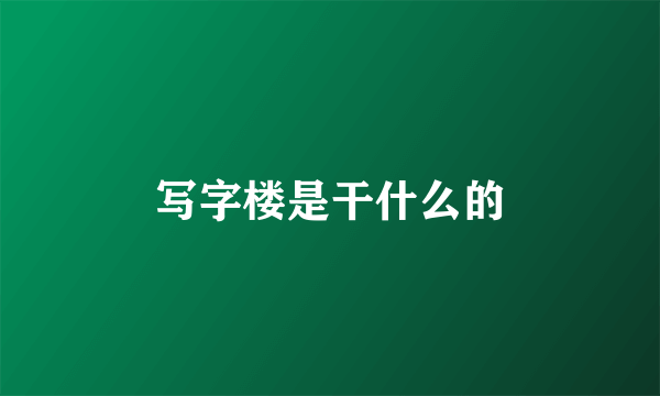 写字楼是干什么的