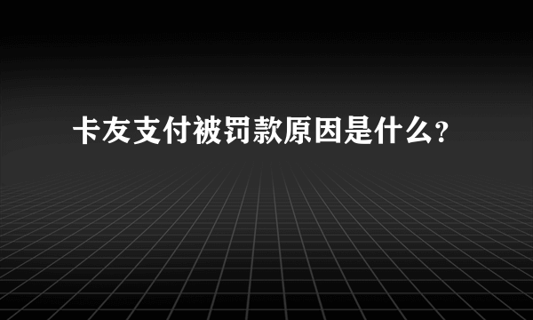 卡友支付被罚款原因是什么？