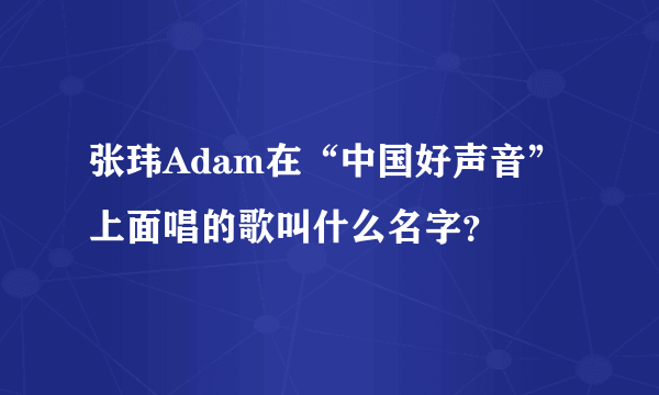 张玮Adam在“中国好声音”上面唱的歌叫什么名字？