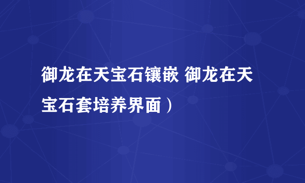 御龙在天宝石镶嵌 御龙在天宝石套培养界面）