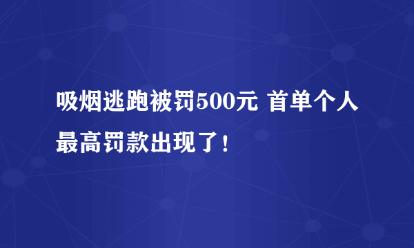 吸烟逃跑被罚500元 首单个人最高罚款出现了！