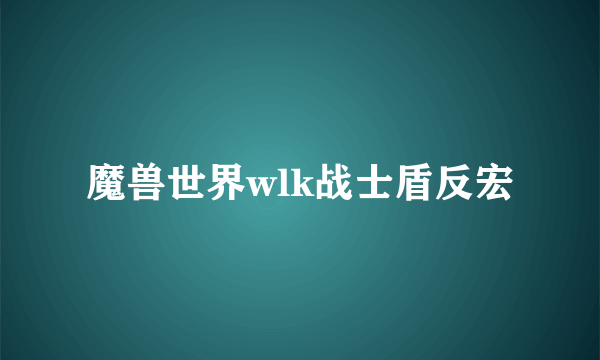 魔兽世界wlk战士盾反宏