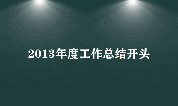 2013年度工作总结开头