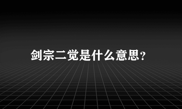 剑宗二觉是什么意思？