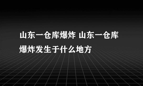 山东一仓库爆炸 山东一仓库爆炸发生于什么地方