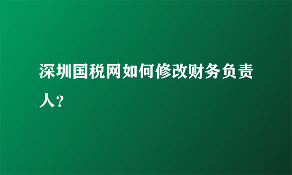 深圳国税网如何修改财务负责人？