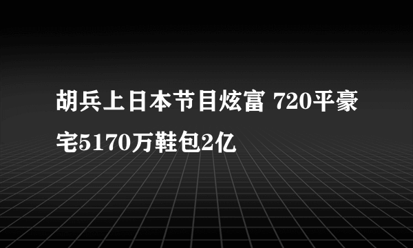 胡兵上日本节目炫富 720平豪宅5170万鞋包2亿