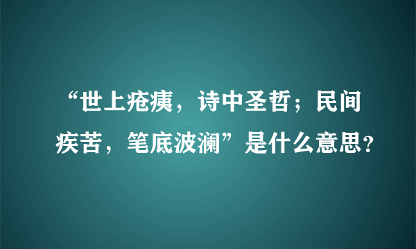 “世上疮痍，诗中圣哲；民间疾苦，笔底波澜”是什么意思？