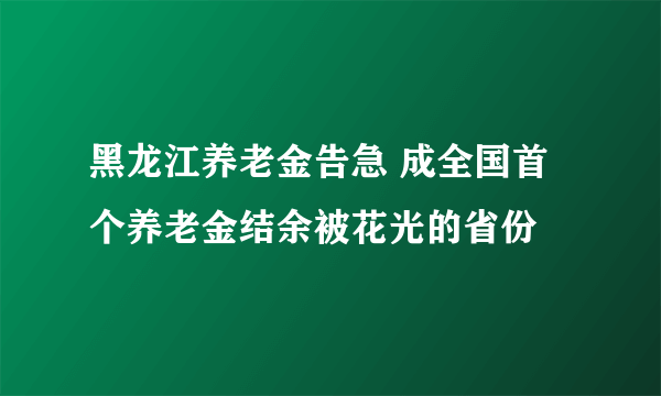 黑龙江养老金告急 成全国首个养老金结余被花光的省份