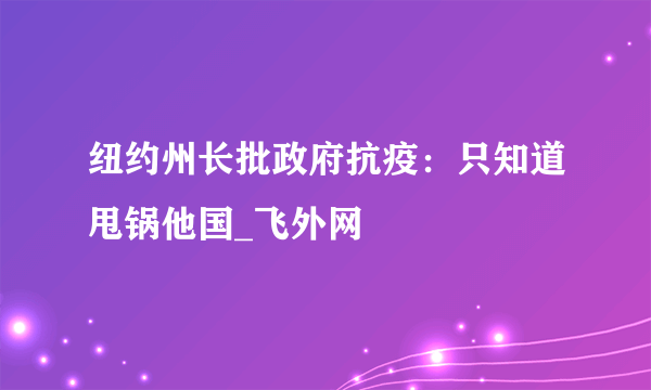 纽约州长批政府抗疫：只知道甩锅他国_飞外网