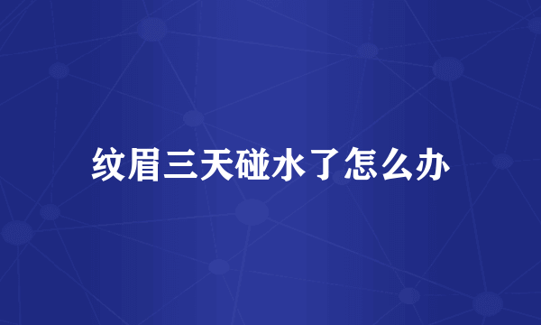 纹眉三天碰水了怎么办