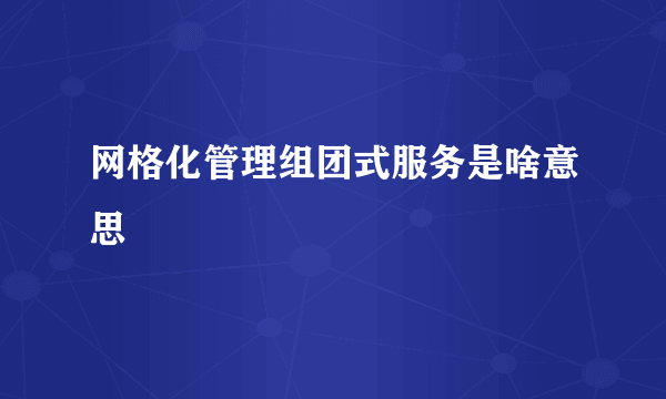 网格化管理组团式服务是啥意思