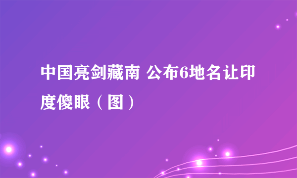 中国亮剑藏南 公布6地名让印度傻眼（图）