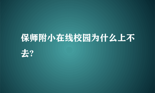 保师附小在线校园为什么上不去?