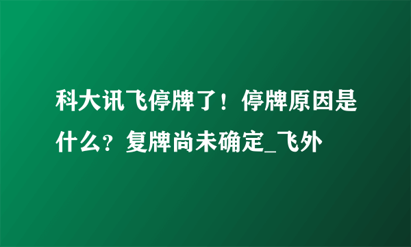 科大讯飞停牌了！停牌原因是什么？复牌尚未确定_飞外