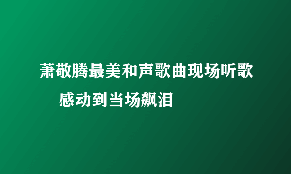 萧敬腾最美和声歌曲现场听歌    感动到当场飙泪