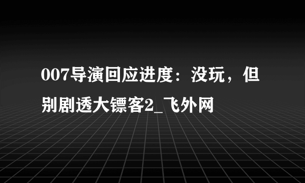 007导演回应进度：没玩，但别剧透大镖客2_飞外网