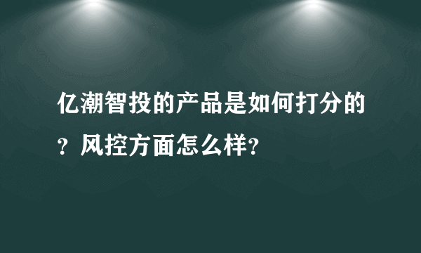 亿潮智投的产品是如何打分的？风控方面怎么样？