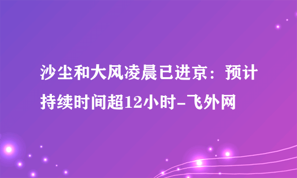 沙尘和大风凌晨已进京：预计持续时间超12小时-飞外网