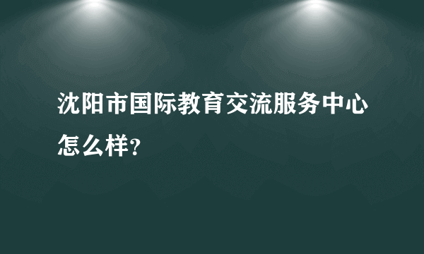 沈阳市国际教育交流服务中心怎么样？