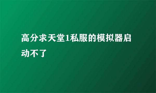 高分求天堂1私服的模拟器启动不了